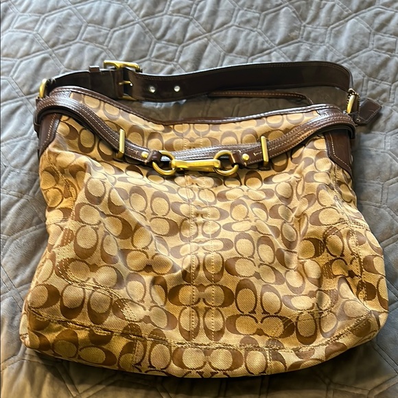 Coach Handbags - Coach Brown and Tan Signature Shoulder Bag